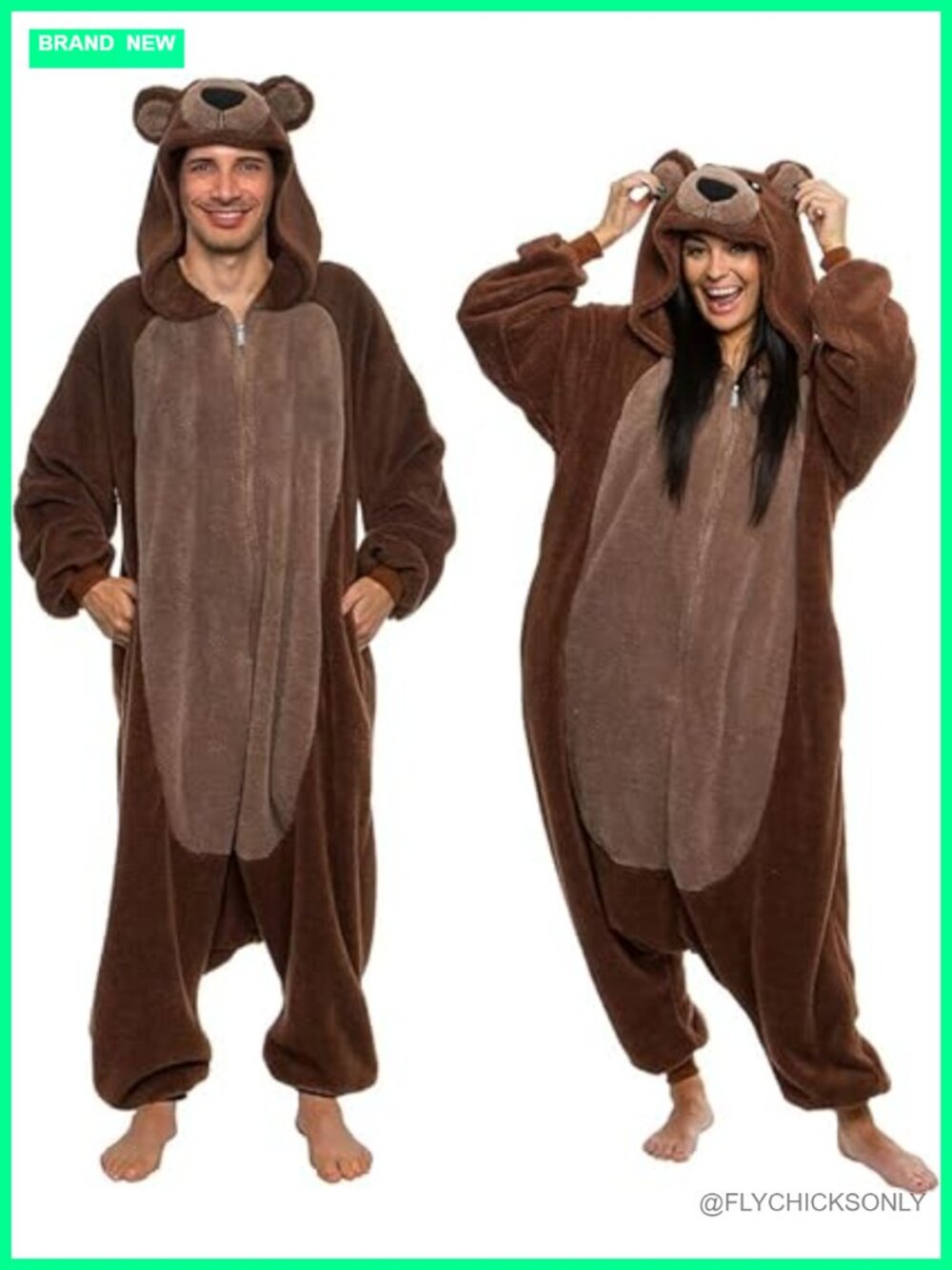 Sherpa Bear Onesie Adult Animal Costume Plush One Piece Cosplay Pajama